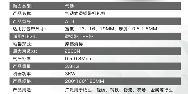 氣動打包機參數(shù)